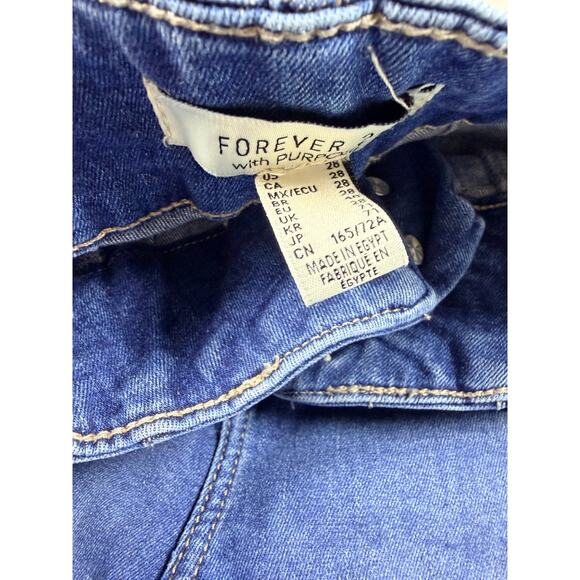 Forever 21 | Blue Denim High-Rise Flare Leg Jeans | Women's Waist Size 28 - Picture 4 of 9